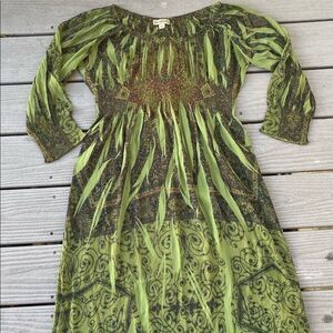 Live and Let Live Fall Green Boho Woman’s Dress Size Large